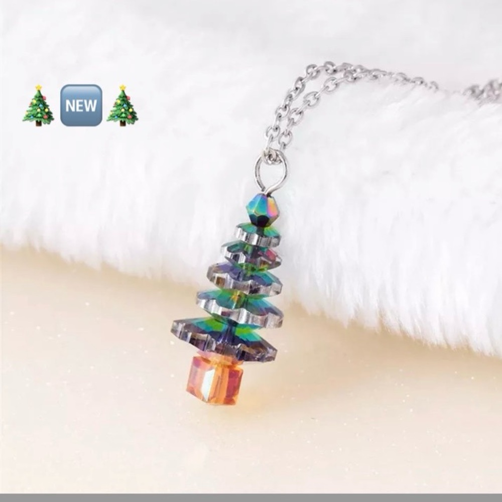 Colorful Crystal Christmas Tree Pendant Necklace 🌿🆕🌿
